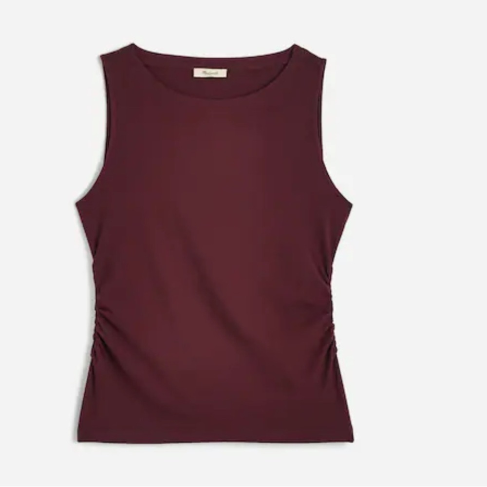 Madewell fig burgundy side cinch crewneck sleeveless top size XXS new